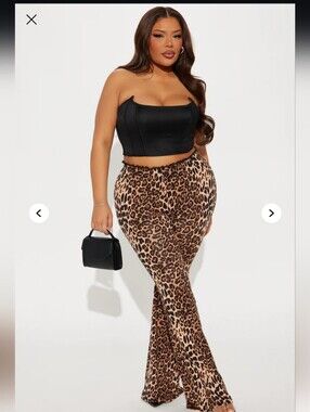 Fashion Nova Feline Behavior Leopard Flare Pant - Brown/combo 1X (EUC)